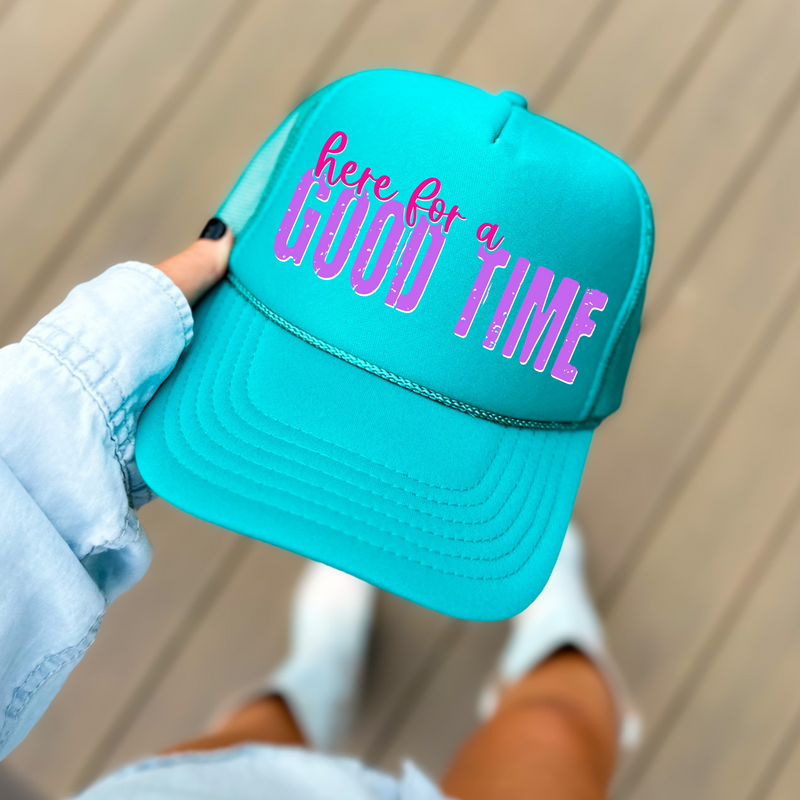 Here for a Good Time in Pink & Purple Digital Design, PNG