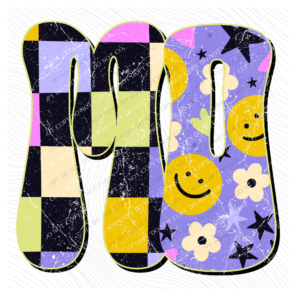 MO Missouri Groovy Happy Neon Checkers Digital Design, PNG