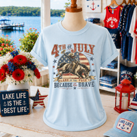 Because of the Brave Retro Vintage Distressed Patriotic Digital Design, PNG