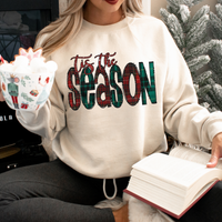 Tis the Season Glitter & Red & Green Plaid Digital Download, PNG