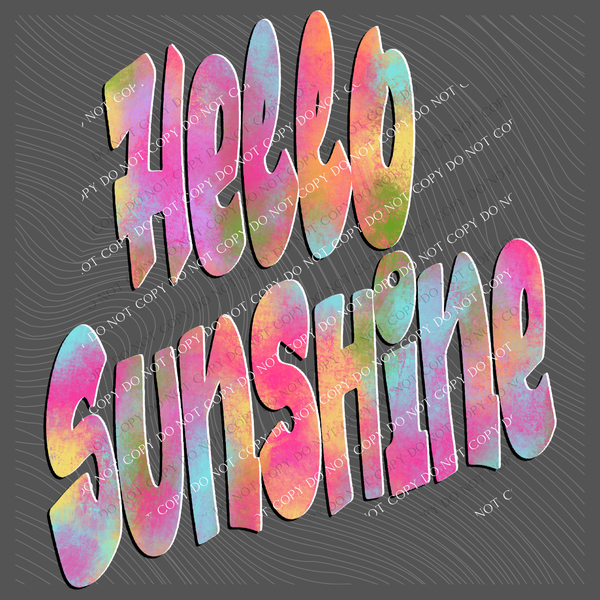 Hello Sunshine Retro Shadow Water Colors Digital Design, PNG