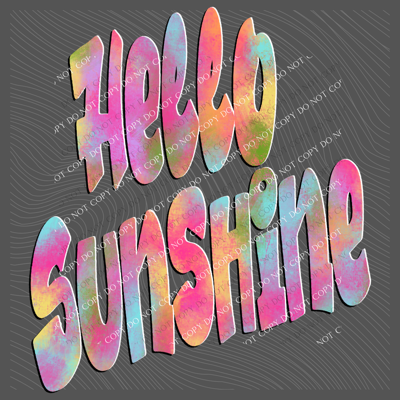 Hello Sunshine Retro Shadow Water Colors Digital Design, PNG