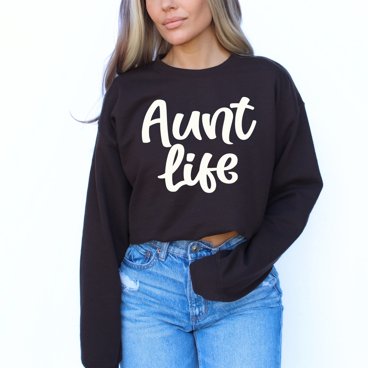 Aunt Life Script in Off-white Digital Design, PNG