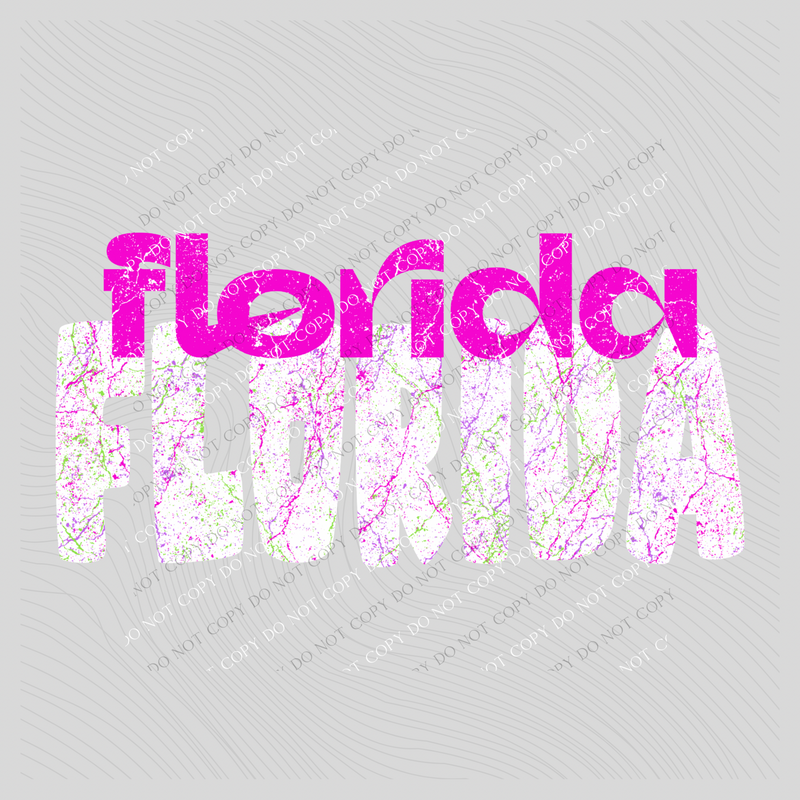Florida Crackle in Neons & White Digital Design, PNG