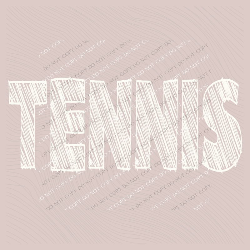 Tennis Scribble in Cream White Digital Design, PNG