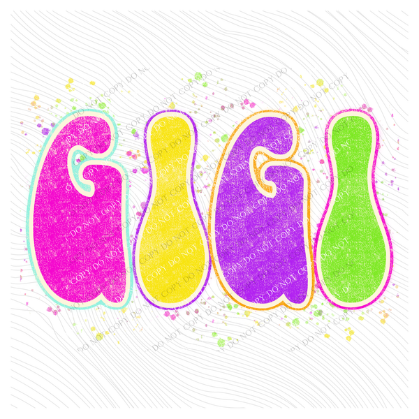 Gigi Neon Chalky Splatter Digital Design, PNG