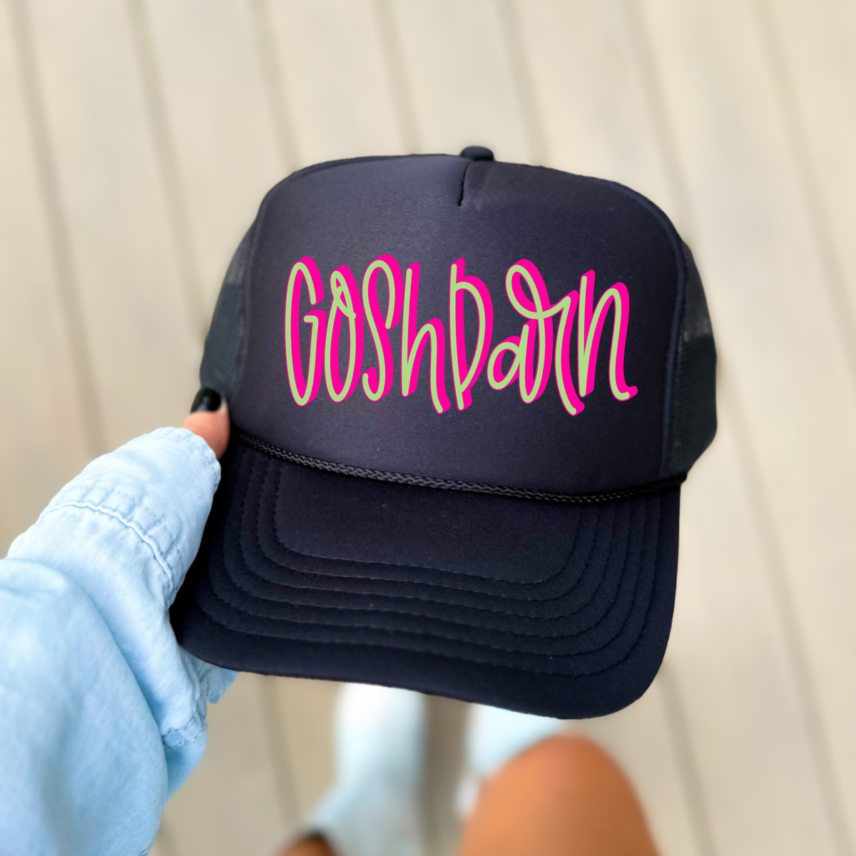 Goshdarn 3D Sassy Script Bright Pink & Green Digital Design, PNG