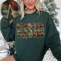Blessed Glitter & Plaid Digital Download, PNG