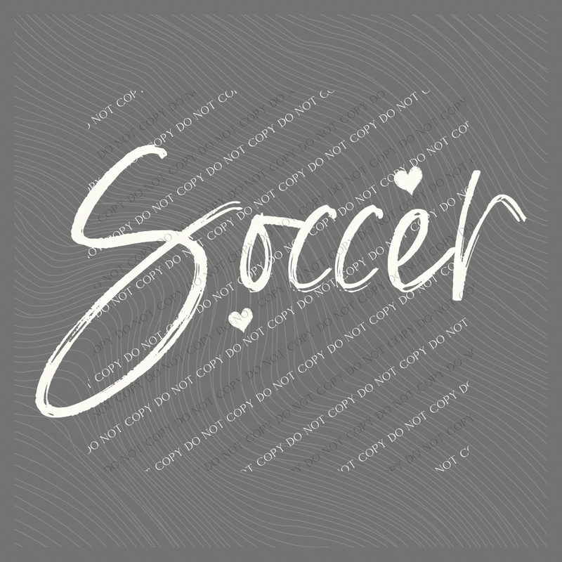 Soccer Sketched Script Hearts in Off-white Digital Design, PNG