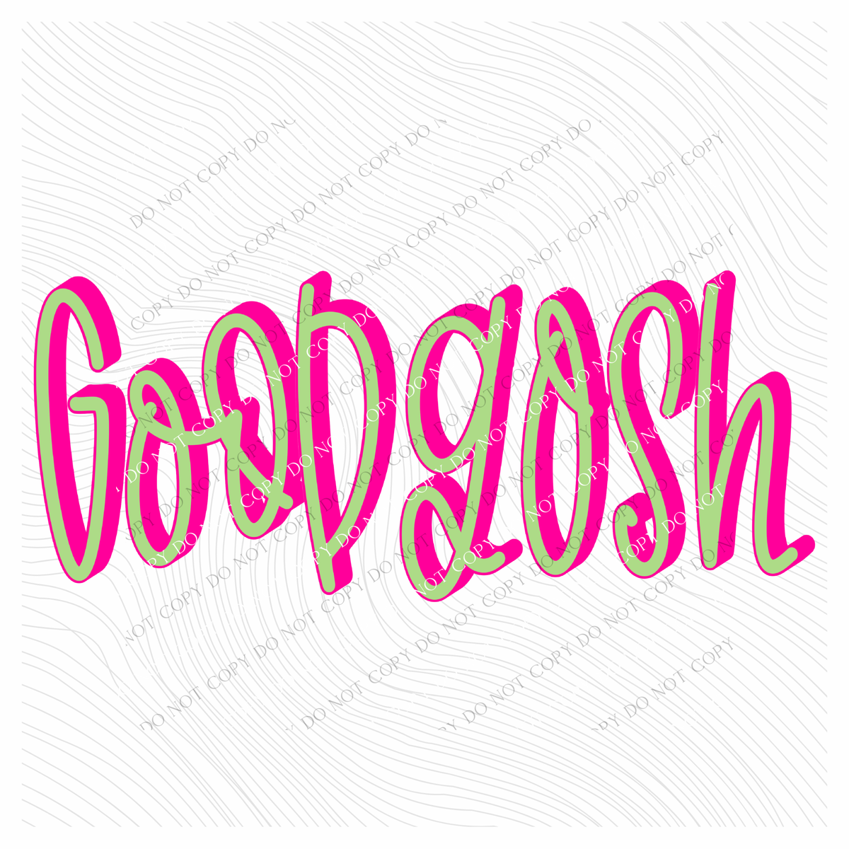 Goodgosh 3D Sassy Script Bright Pink & Green Digital Design, PNG