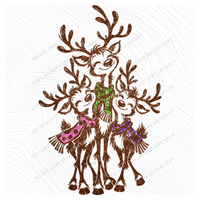 Reindeer Trio Glitter Digital Design, PNG