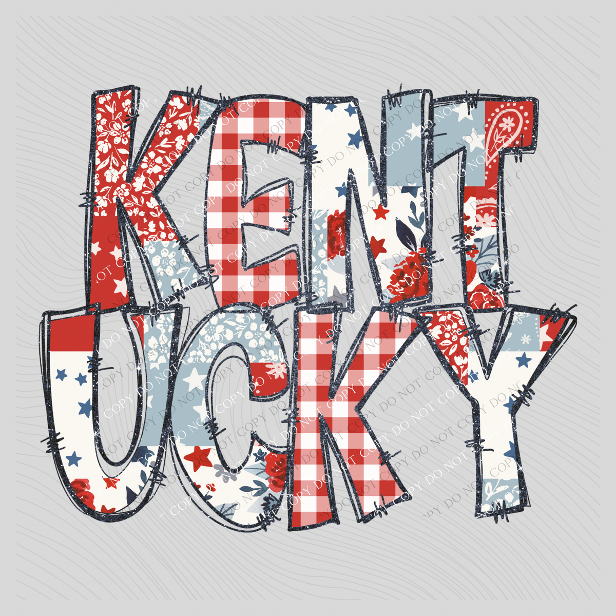 Kentucky Doodle Patch & Glitter Digital Design, PNG
