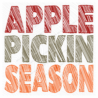 Apple Pickin Season Scribble in Multi Fall Colors Digital Design, PNG