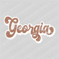 Georgia Chestnut & White Retro Shadow Distressed Digital Download, PNG