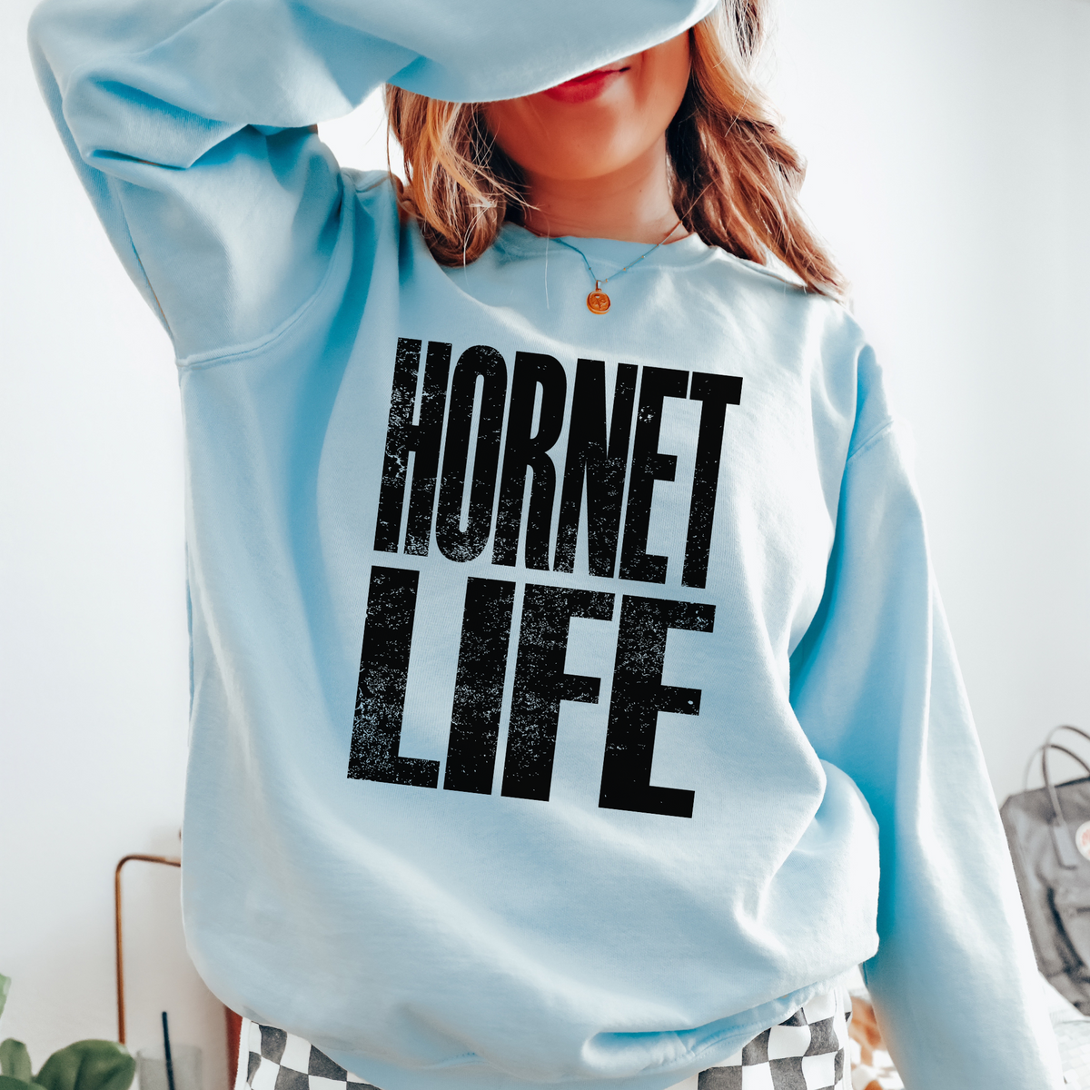 Hornet Life Faded Distressed Black Digital Design, PNG