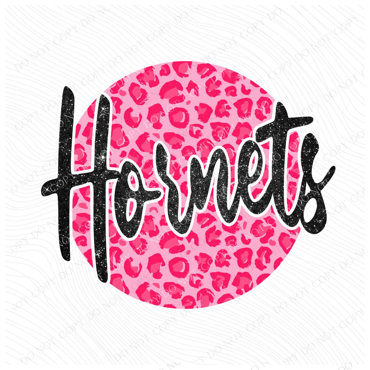 Hornets Pink Leopard Glitter Circle Cutout Digital Design, PNG