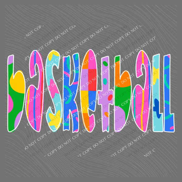 Basketball Color Pop Doodle Digital Design, PNG