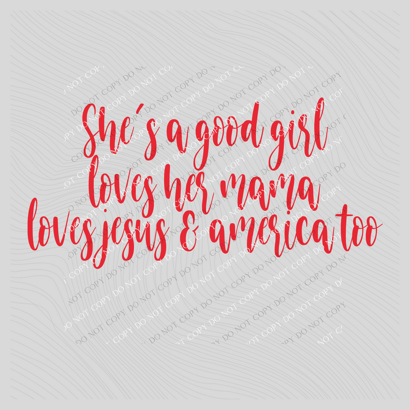 She’s a Good Girl in Red Digital Design, PNG