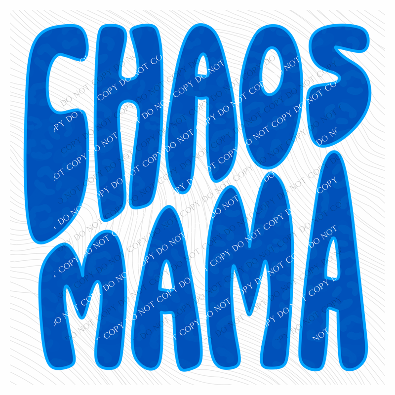Chaos Mama Wild Blue Leopard Wave Digital Design, PNG