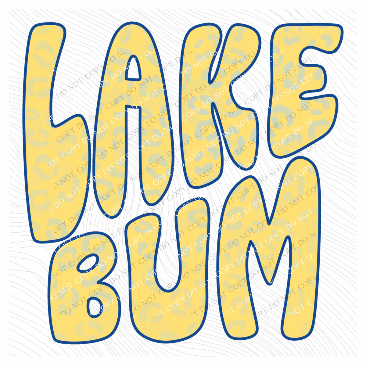 Lake Bum Wild Yellow Leopard Wave Digital Design, PNG