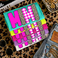 Mimi Leopard Glitter, Gingham & Dot in Bright Pink Digital Design, PNG