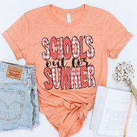 School’s out for Summer Doodle Gingham, Dots & Glitter in Coral Digital Design, PNG