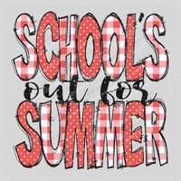 School’s out for Summer Doodle Gingham, Dots & Glitter in Coral Digital Design, PNG