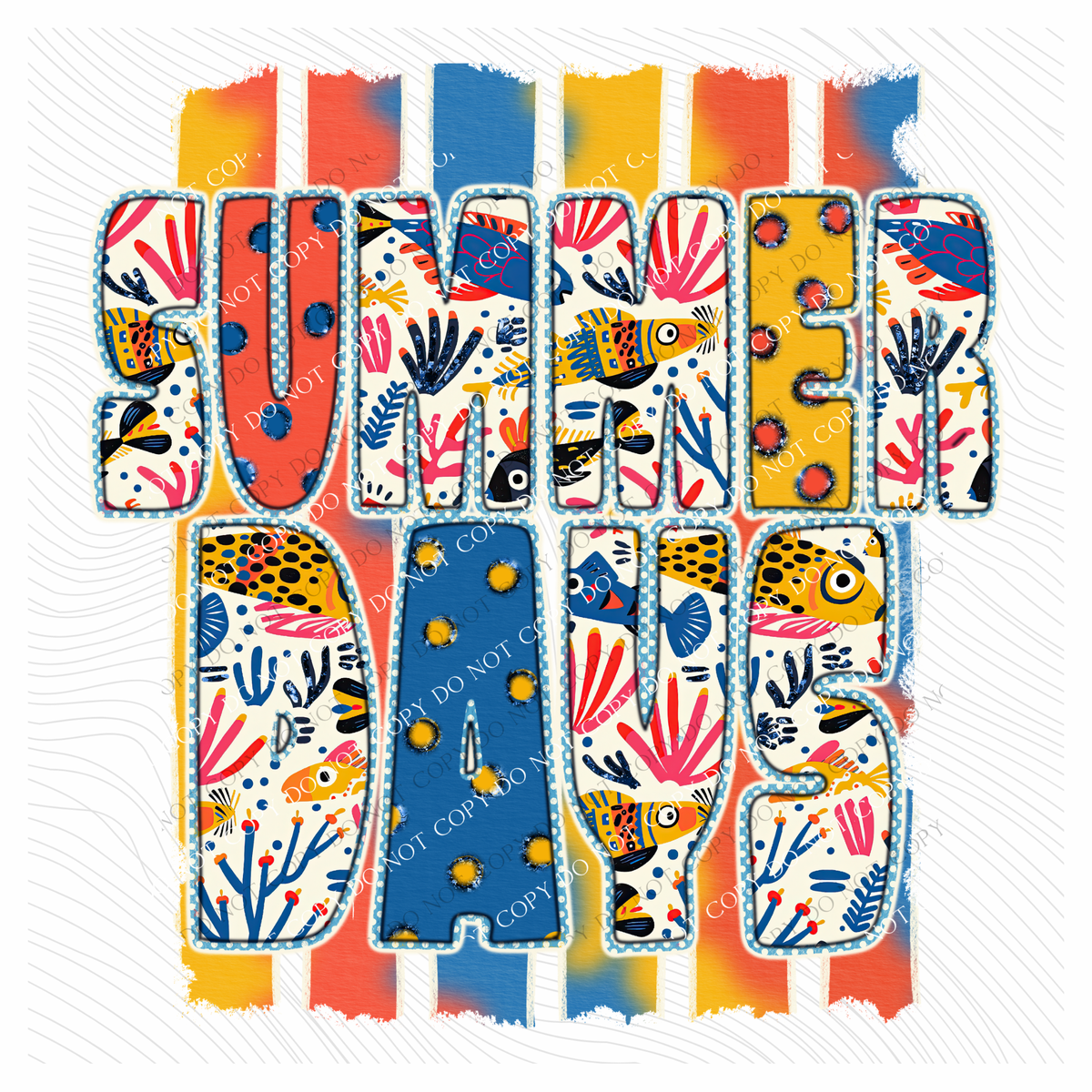 Summer Days Fishy Stripes and Dots Digital Design, PNG