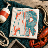 AR Arkansas Lobster Coral Reef Polka Dot Outline Digital Design, PNG