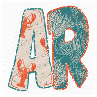 AR Arkansas Lobster Coral Reef Polka Dot Outline Digital Design, PNG