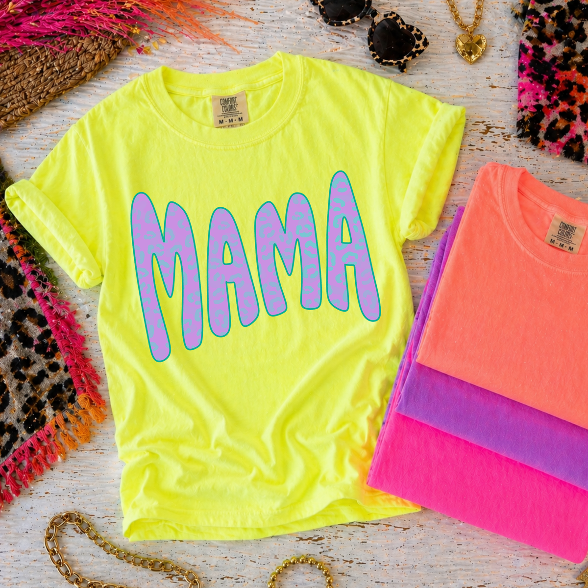 Mama Wild Purple Leopard Wave Digital Design, PNG