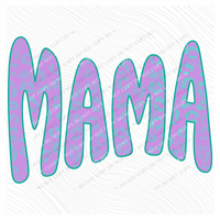 Mama Wild Purple Leopard Wave Digital Design, PNG