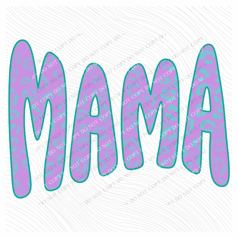 Mama Wild Purple Leopard Wave Digital Design, PNG