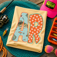 AR Arkansas Bass Fishing Polka Dot Gingham Outline Digital Design, PNG