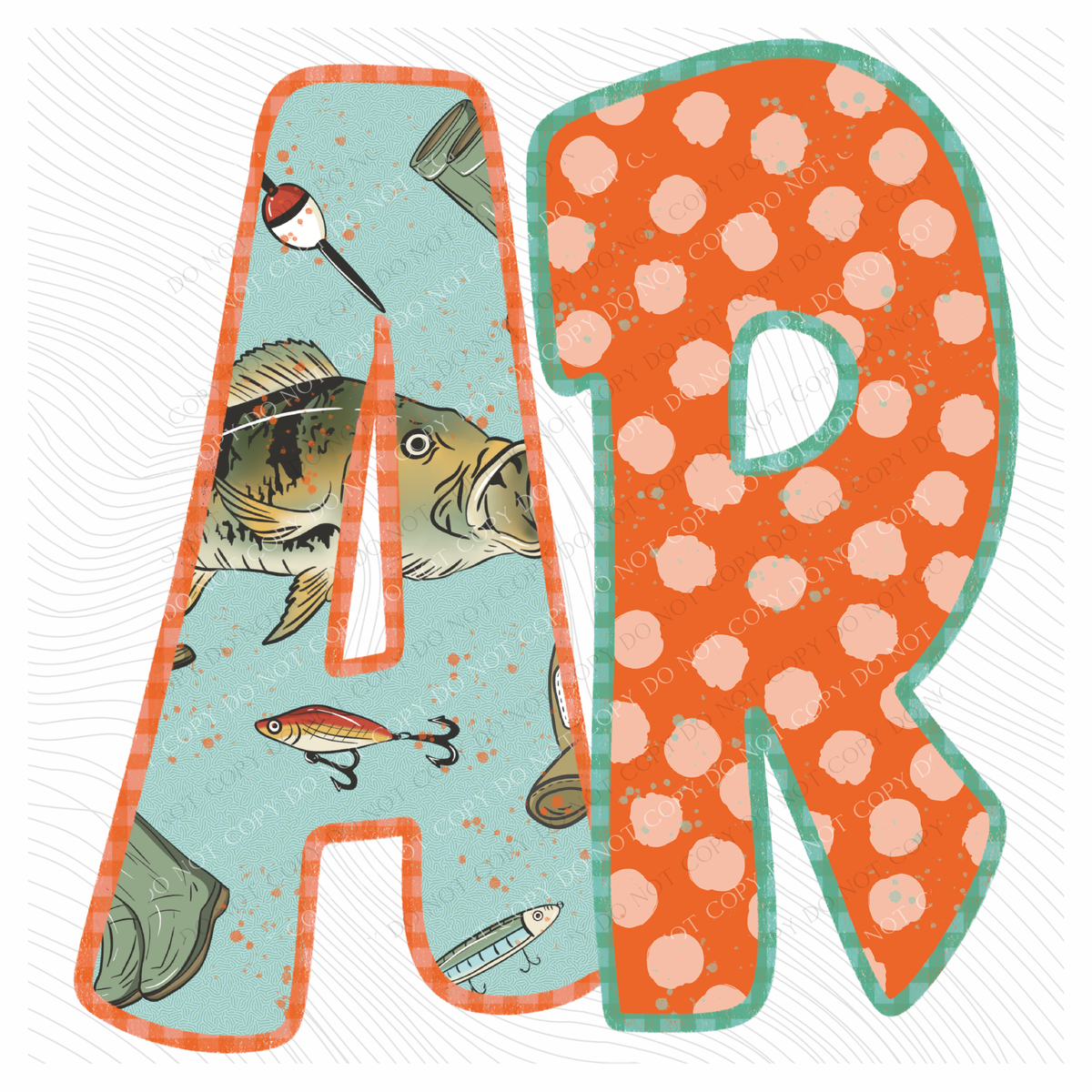 AR Arkansas Bass Fishing Polka Dot Gingham Outline Digital Design, PNG