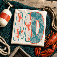 MD Maryland Lobster Coral Reef Polka Dot Outline Digital Design, PNG