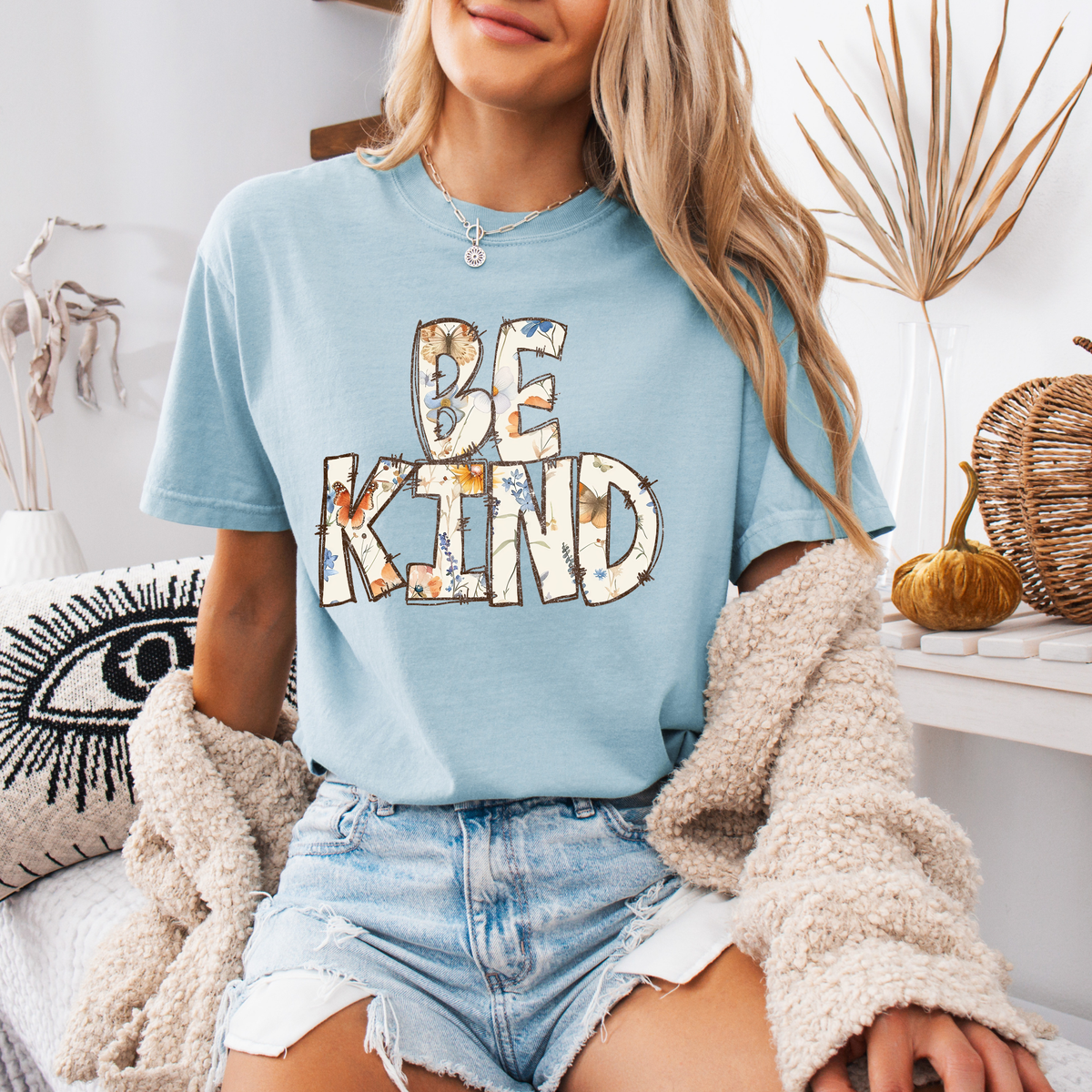 Be Kind Doodle Floral Glitter Digital Design, PNG