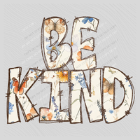 Be Kind Doodle Floral Glitter Digital Design, PNG