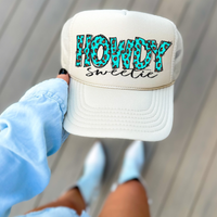 Howdy Sweetie Doodle Marbled Leopard Glitter in Turquoise Digital Design, PNG