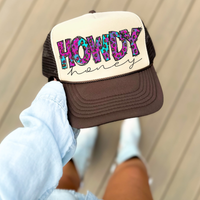 Howdy Honey Doodle Marbled Leopard Glitter in Turquoise & Pink Digital Design, PNG