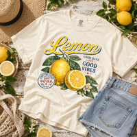 Lemon Good Days & Good Vibes Retro Distressed Digital Design, PNG