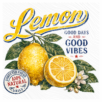Lemon Good Days & Good Vibes Retro Distressed Digital Design, PNG