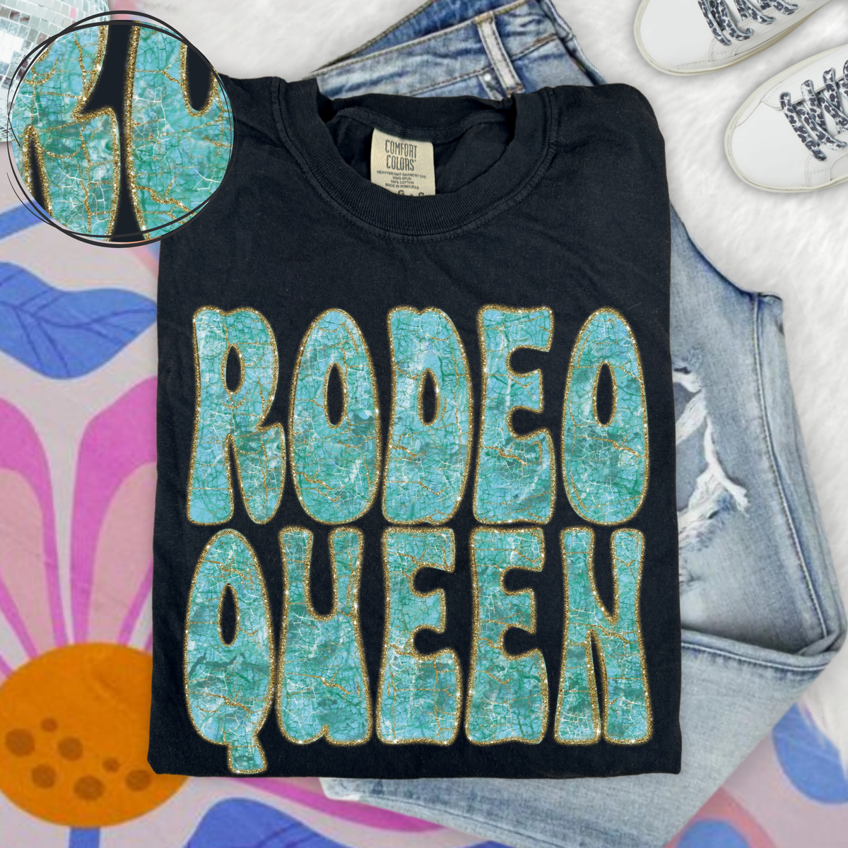 Rodeo Queen Turquoise & Glitter Digital Design, PNG