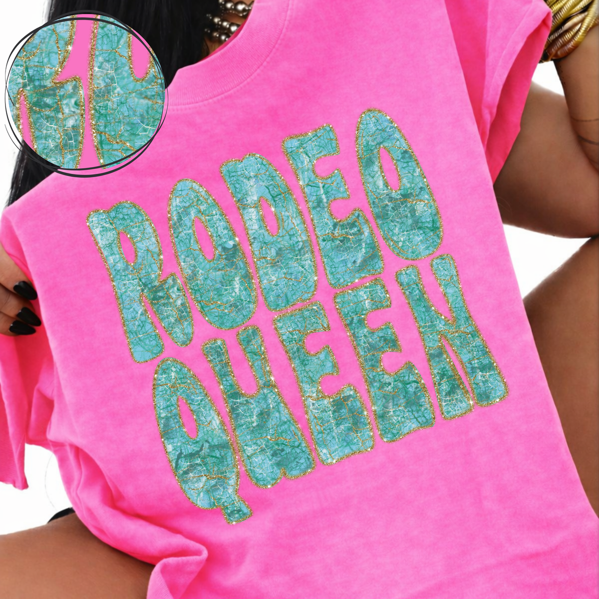 Rodeo Queen Turquoise & Glitter Digital Design, PNG