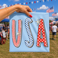 USA Leopard, Checkers, Stars & Glitter Patriotic Digital Design, PNG