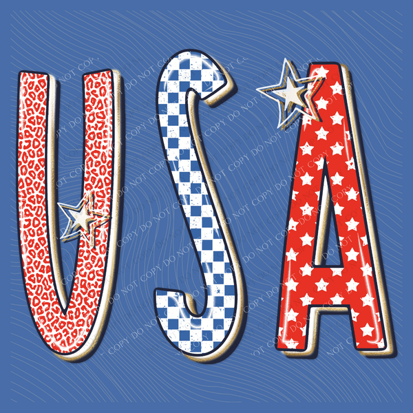 USA Leopard, Checkers, Stars & Glitter Patriotic Digital Design, PNG