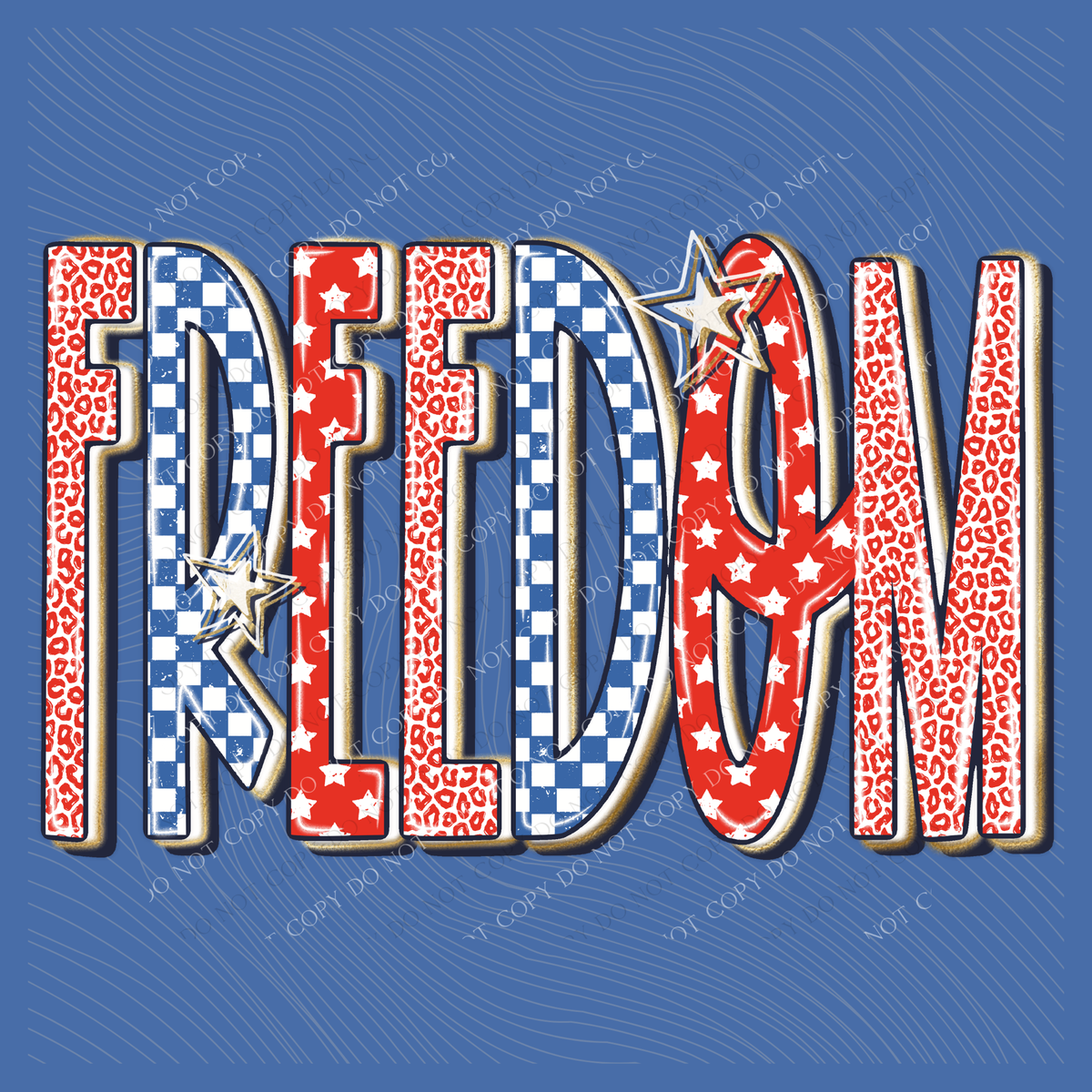 Freedom Leopard, Checkers, Stars & Glitter Patriotic Digital Design, PNG
