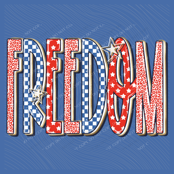 Freedom Leopard, Checkers, Stars & Glitter Patriotic Digital Design, PNG
