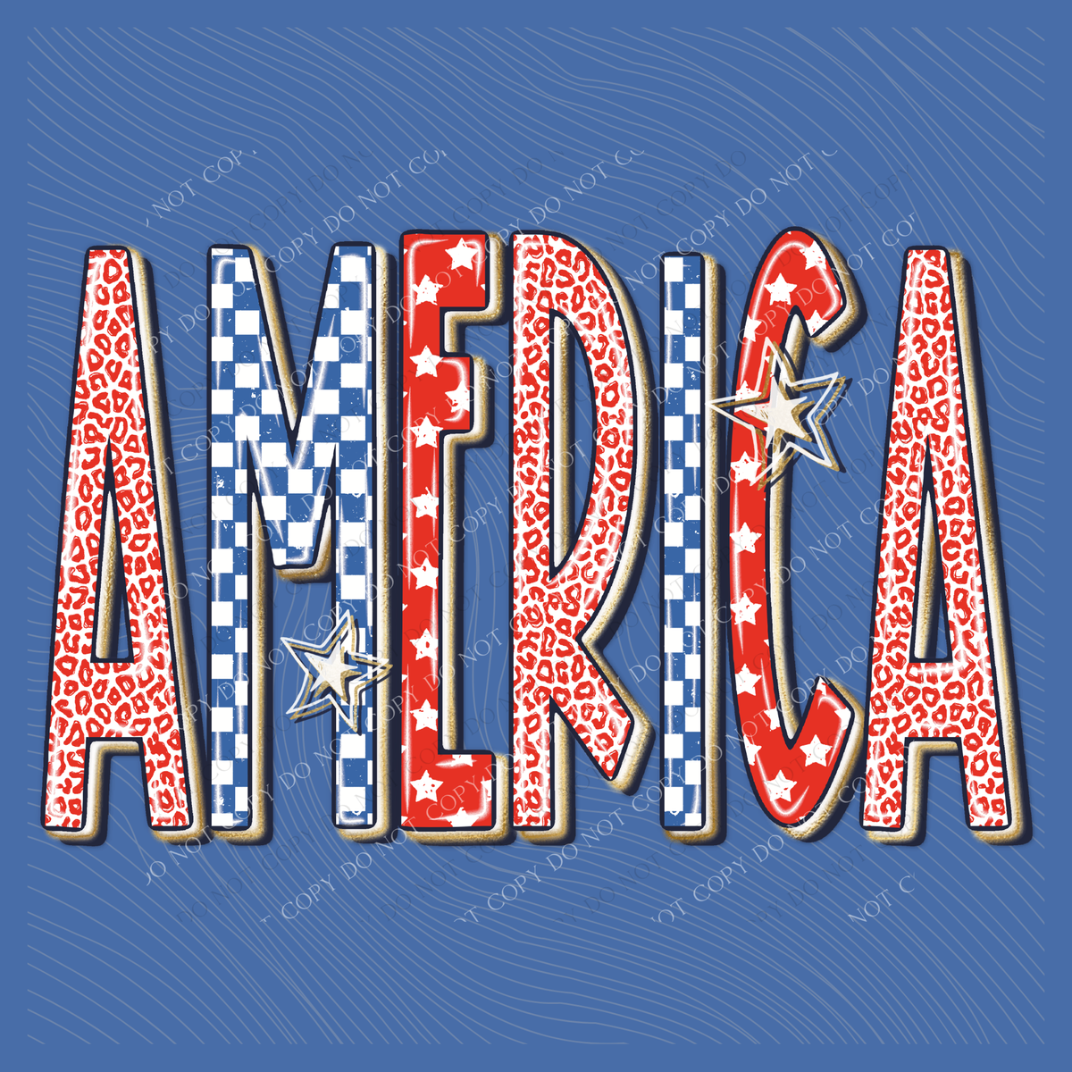 America Leopard, Checkers, Stars & Glitter Patriotic Digital Design, PNG