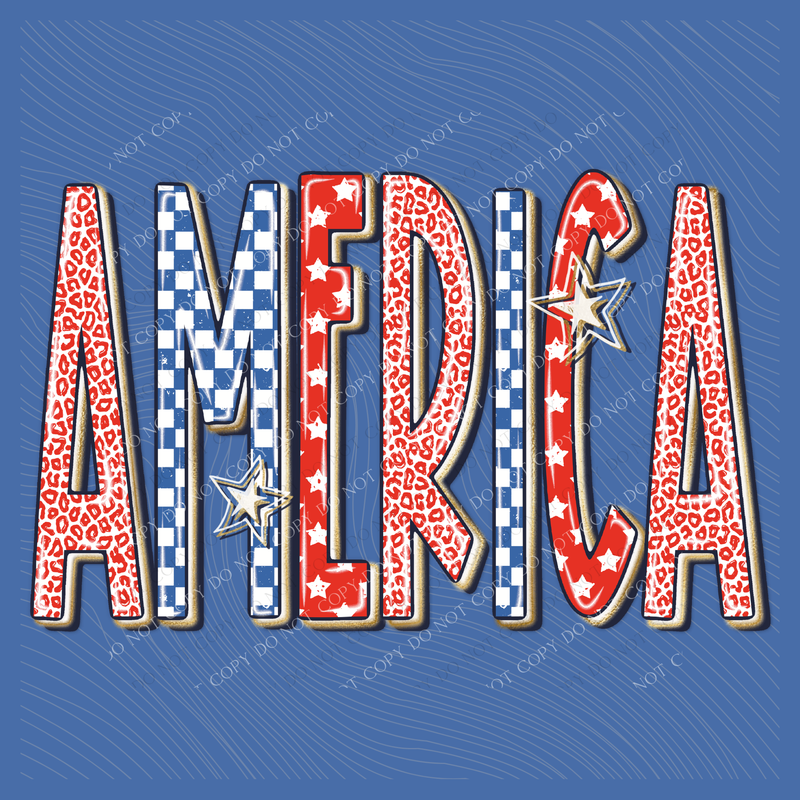 America Leopard, Checkers, Stars & Glitter Patriotic Digital Design, PNG